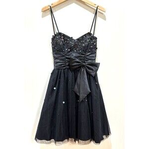 VTG Josh & Jazz Black Spaghetti Strap Dress Size 5/6 Witchy Grunge Whimsigoth